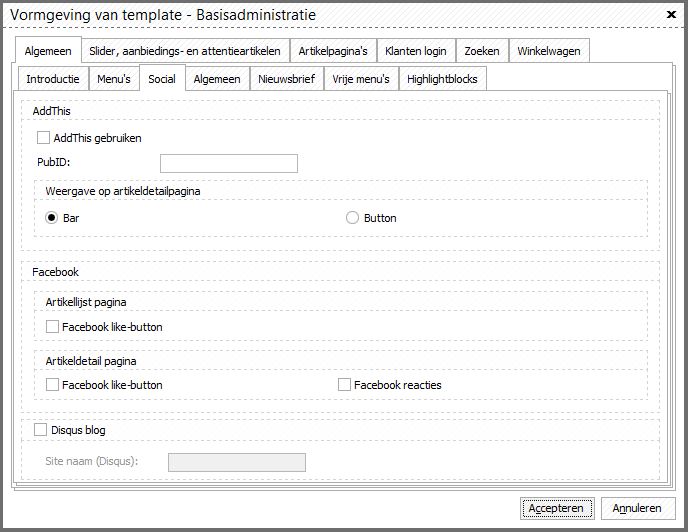 TemplateInstellingenAlgemeenSocial
